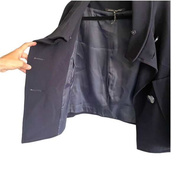 SANDRA ANGELOZZI Double Breasted Pea Coat Jacket Navy Blue 30 EU - Picture 3 of 6